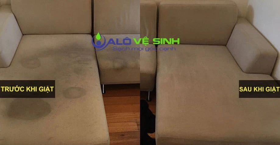 Hình ảnh chất lượng trước và sau khi giặt ghế sofa vải