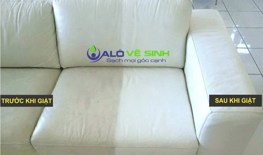 Hình ảnh chất lượng trước và sau vệ sinh sofa da tại nhà khách Alo Vệ Sinh