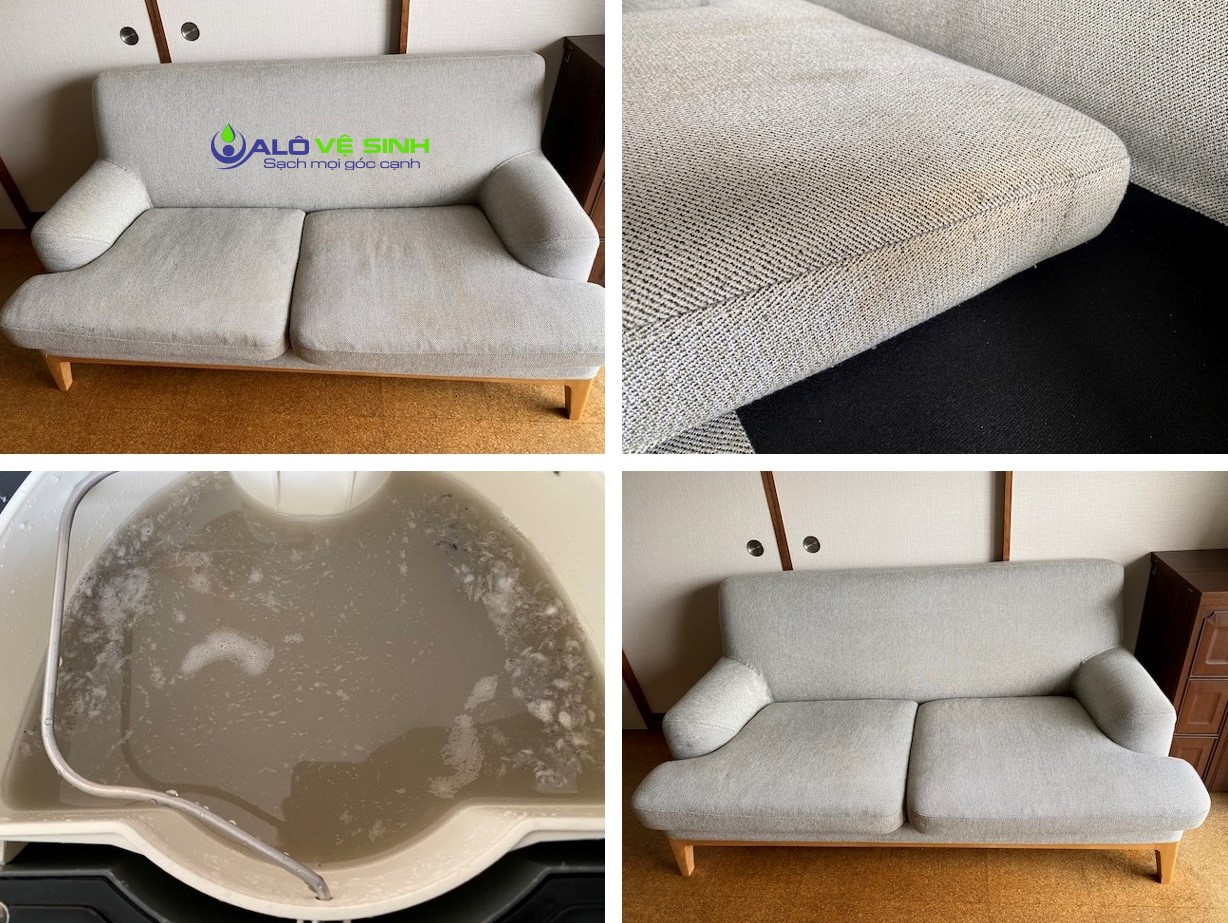 Hình ảnh trước và sau khi vệ sinh ghế sofa tại nhà chị Linh - Quận 3 Đà Nẵng
