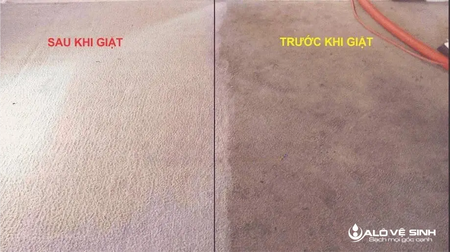 Hình ảnh trước và sau khi giặt thảm văn phòng tại TPHCM