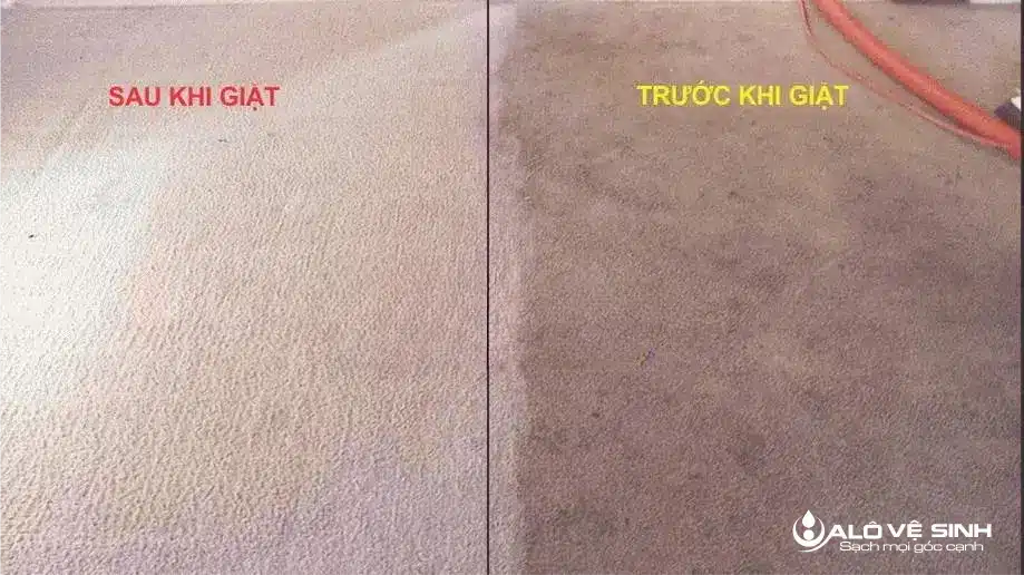 Hình ảnh trước và sau khi giặt thảm văn phòng tại Đà Nẵng