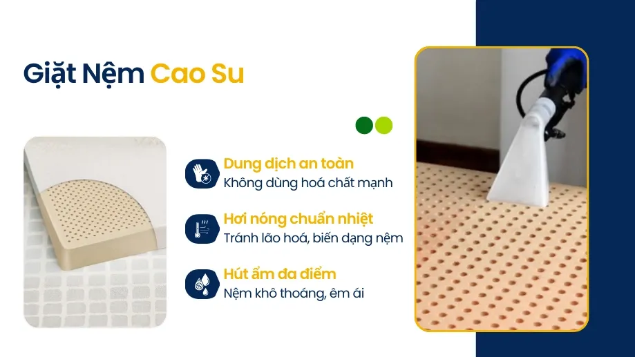 Giải pháp giặt nệm cao su bằng dung dịch an toàn đảm bảo độ đàn hồi tự nhiên của nệm