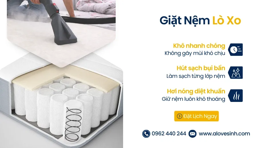 Công nghệ hút bụi đa tầng giúp vệ sinh nệm lò xo sạch sâu mà không gây rỉ sét